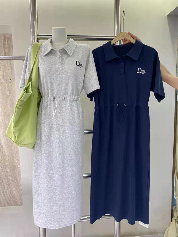 goods in stock! New in early summer! [Boran buran] polo collar Pullover crimp dress 7112# XYY