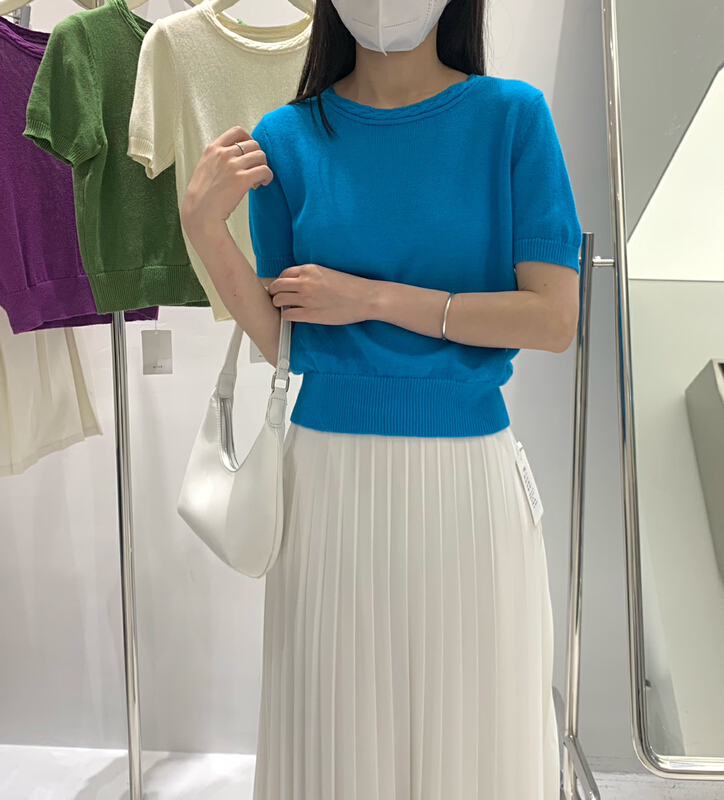 New in early summer! [alive] simple round neck short sleeve sweater a8033# lwy