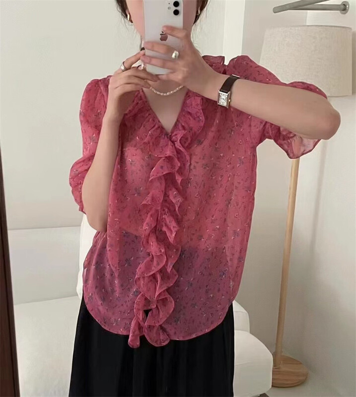 [Susan] ear collar lady gentle temperament versatile blouse 18235# LSW