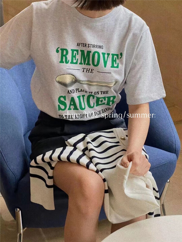 [chuu] Korean casual letter printed short sleeve T-shirt 61189# HBx