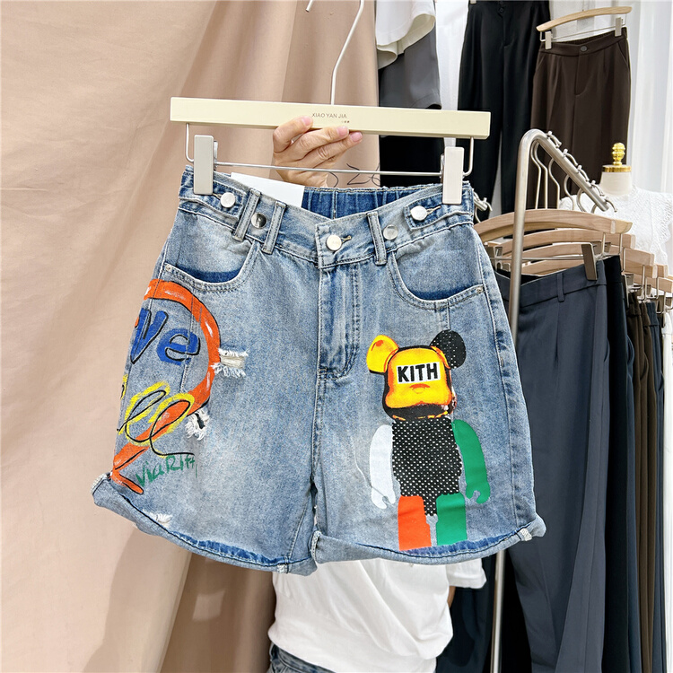 New in early summer! [Xiaoyan family] printed fashion loose denim shorts 811# XYJ
