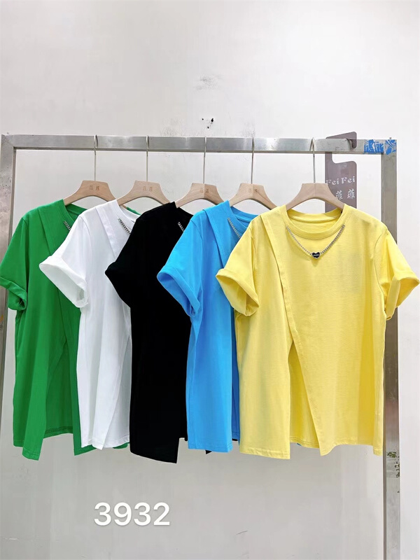 [Feifei] niche design split and versatile short sleeve T-shirt 3933# ozq