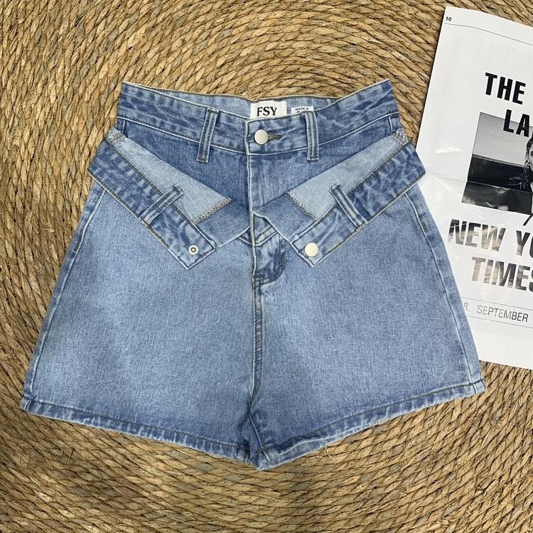 New year in early spring! [x2 fansiyu] Korean high waist thin denim shorts 70065# WTT