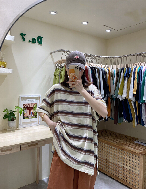 New in early summer! [da. 7] Korean loose stripe short sleeve T-shirt 2532-1# LSL