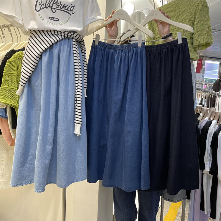 New in early summer! [cocoa] New Korean elastic waist denim skirt 3255# L