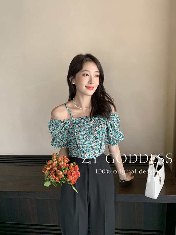 [ZY] floral atmosphere off shoulder shirt 68266# ozq