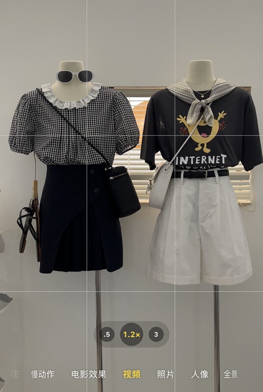 goods in stock! [h2-studio] simple round neck Plaid back breasted blouse a660# HBx