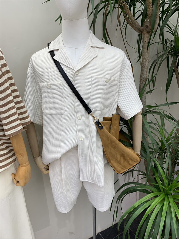 New in early summer! [MF] loose and versatile shirt + comfortable casual shorts two piece suit (excluding bag) 6752-2# ZZL