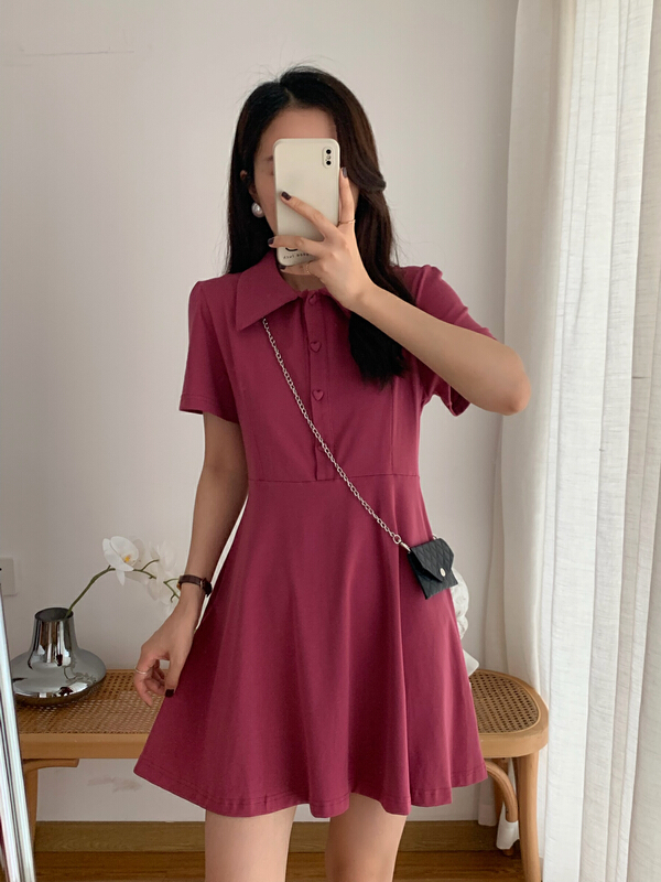 [victory. 2] Korean style slim short sleeved dress (with bag) v211# WPL