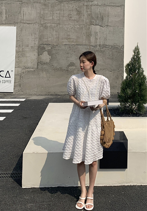[Za] heavy industry jacquard texture three-dimensional pearl design dress 18312# LSL