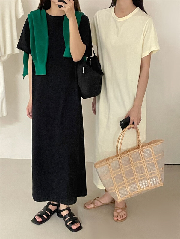 New in early summer! [clean space] Korean solid color featured slit minimalist dress 31190# CLS