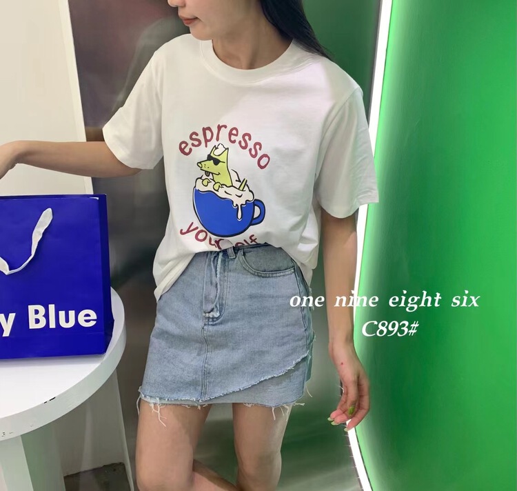 New in early summer! [1986] Korean round neck printed short sleeve T-shirt ys1-893# XYY