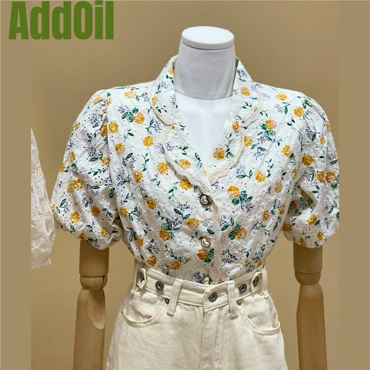 [addoil] Vintage Lace single breasted blouse ys4-8802# zxl