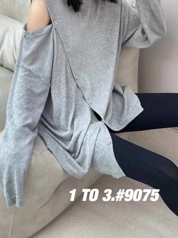New in early summer! [1to3] design sense Korean round neck long sleeve T-shirt d9075# LSW