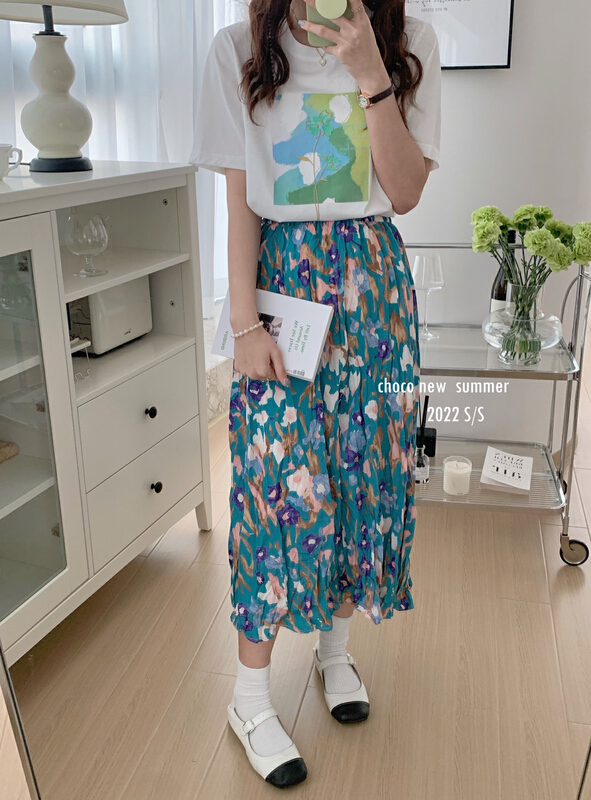 [choco] Korean style holiday style pleated skirt 8275# HBx