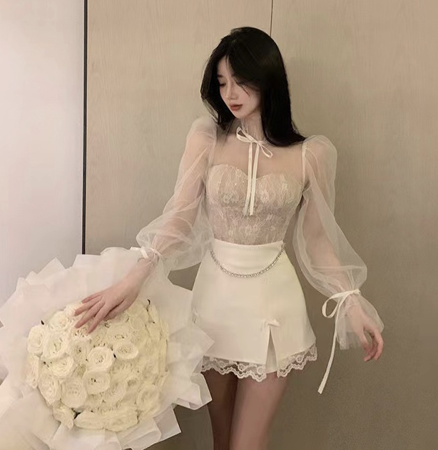 New year in early spring! [HH] Korean style versatile lace shirt 2205a# LSL