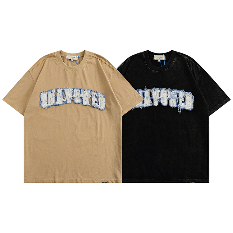 【THE UNAVOWED】男女同款個性貼布繡字母短袖T恤  2307#  ZZL