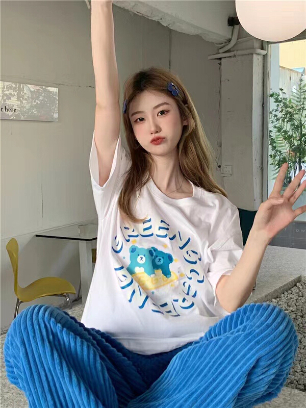 [j.2] Cartoon Bear couple short sleeve T-shirt 2215# LSW