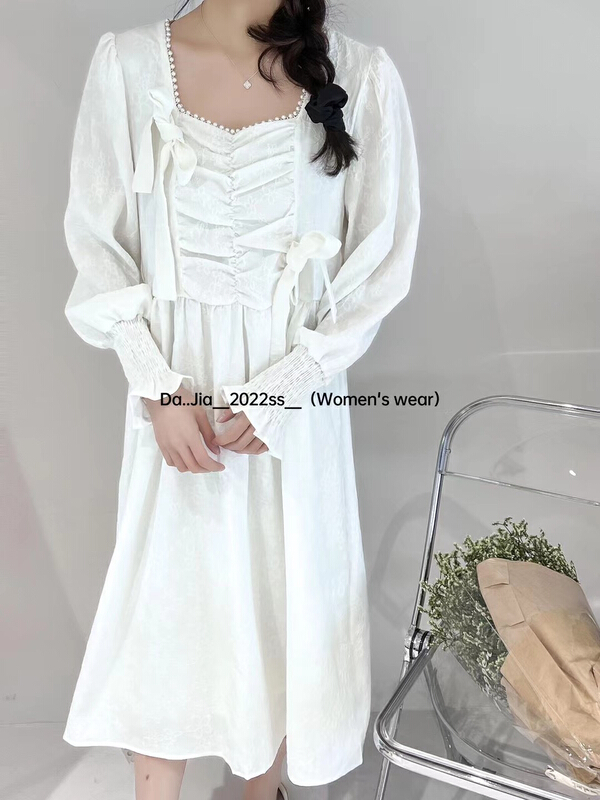 New year in early spring! [Dajia] high quality thin bow court style versatile dress 22062# CLS