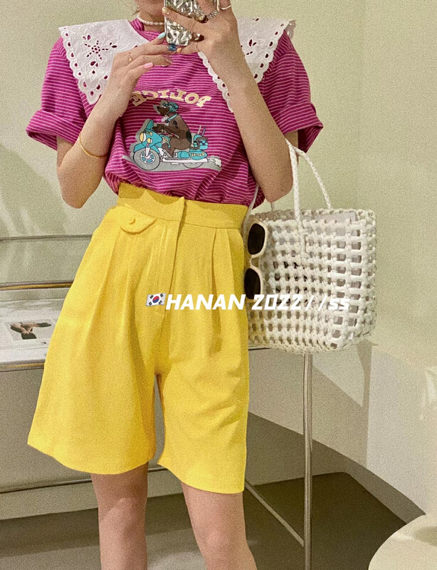 New in early summer! [Hanan] Korean loose large short sleeved T-shirt ys1-6135# LSL