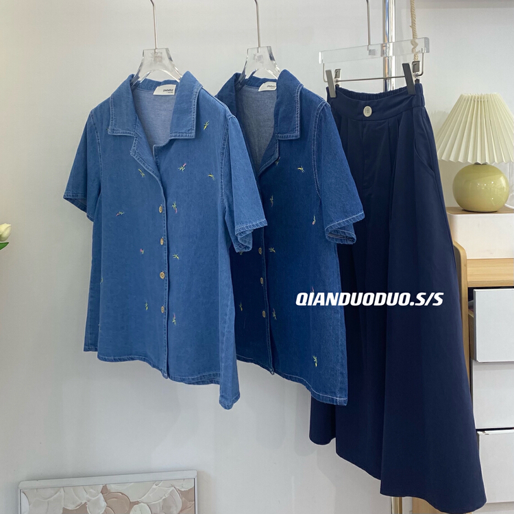 初夏上新!【QIANDUODUO】韓版復古刺繡牛仔外套  8022#  CQW