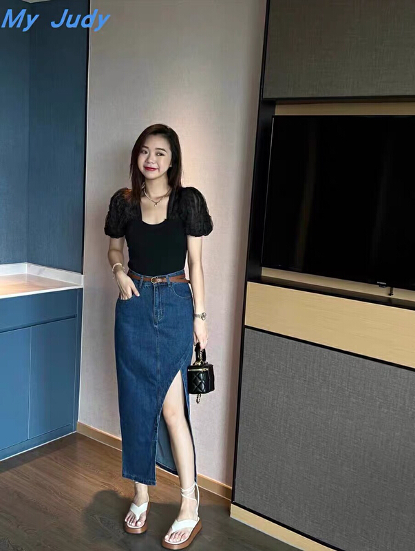 [thousand degrees] irregular split arm wrap skirt (with belt) 8006-1# LSW
