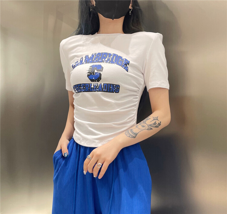 Six colors! [Anan] Korean alphabet printed short sleeved T-shirt 5001# zxx