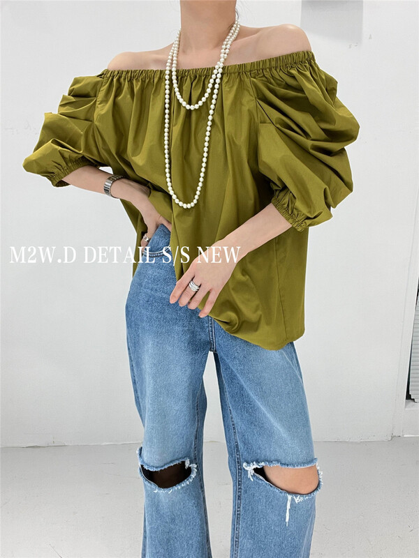 New in early summer! [m2w. D] bubble sleeve cover Korean small shirt 91038# ozq