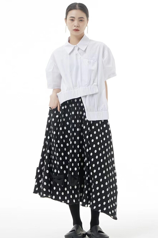 [size] craft pleated wave point medium length skirt 3509# LSW