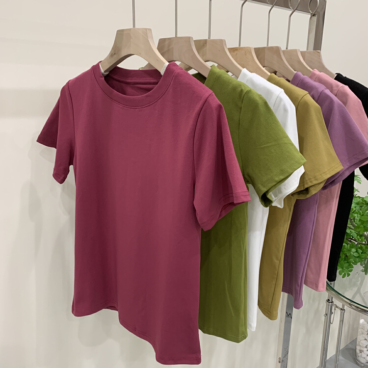 New in early summer! [victory. 2] clean round neck solid short sleeve T-shirt b006# WPL