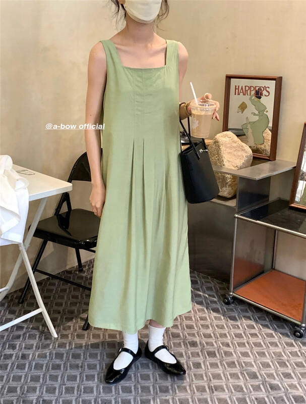 [a-bow studio] French square neck sling gentle dress 5590# zjy