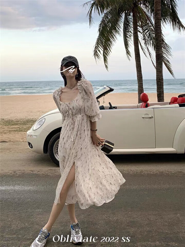 New in early summer! [L.L studio] Bohemian floral waist dress 7569# PCZ