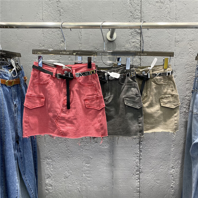 初夏上新!【DTOO.LIN】高腰純色百搭半身裙(配腰帶)  N2358-1#  OZQ
