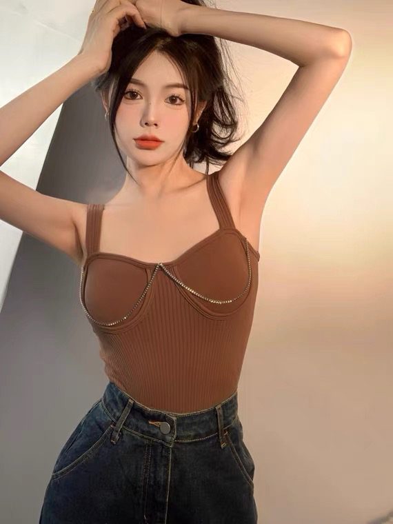 [KD] square neck chain with chest cushion, small suspender, beautiful back underwear (with chain) 436# hjy