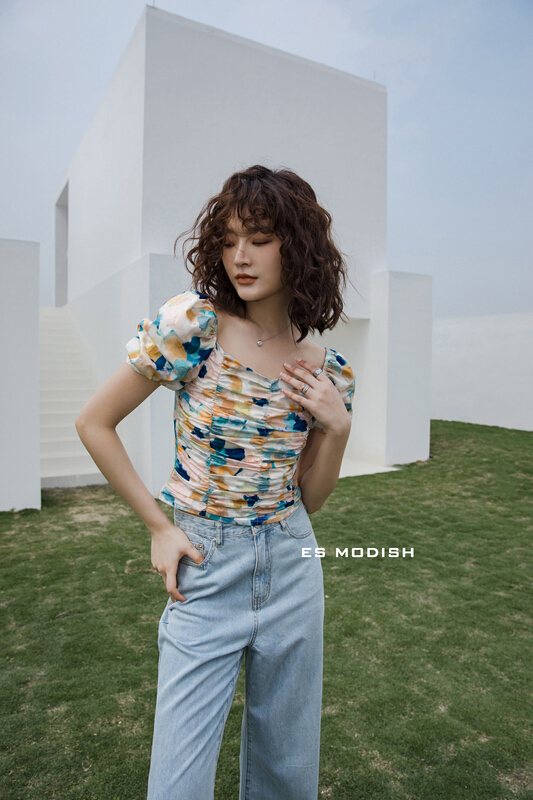 [es modish] fairy Style Sexy floral blouse bl1609# XYJ