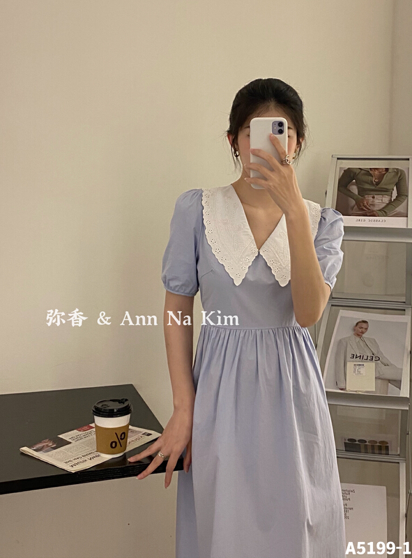 [Mi Xiang] doll collar weight craft waist closing dress 5199# hjy