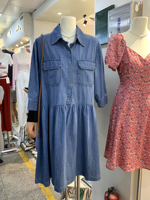 [Simida / doroe] Korean casual meat covered thin doll denim dress 10039# zxl