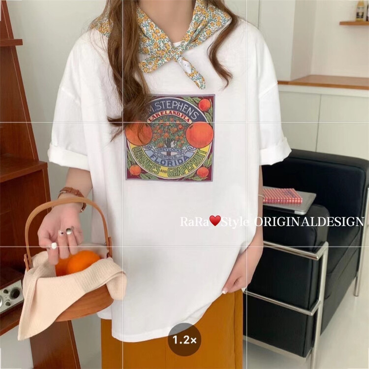 [rara] fashion retro short sleeve T-shirt 19116-5# LSL