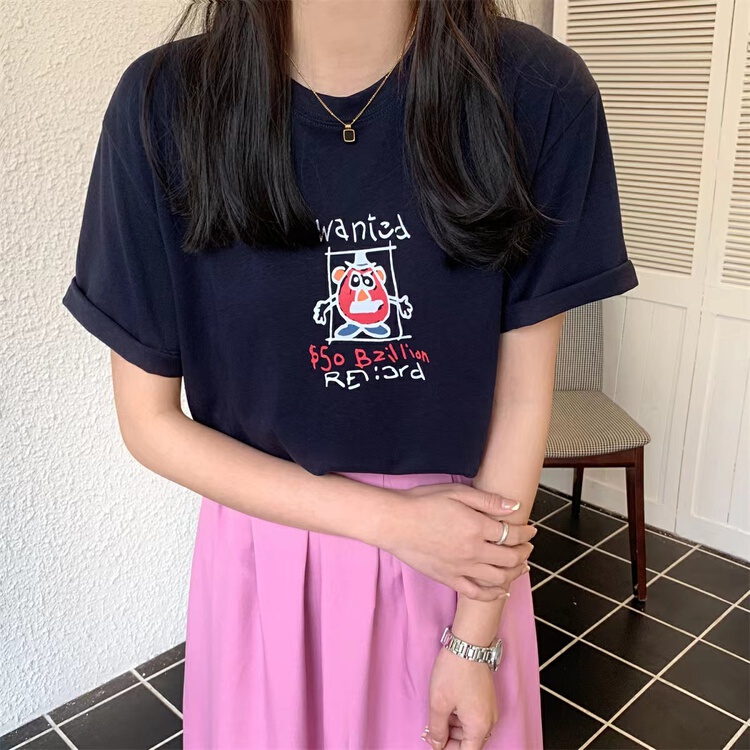 [charming] Korean funny ins versatile printed short sleeve T-shirt t1066# zjy