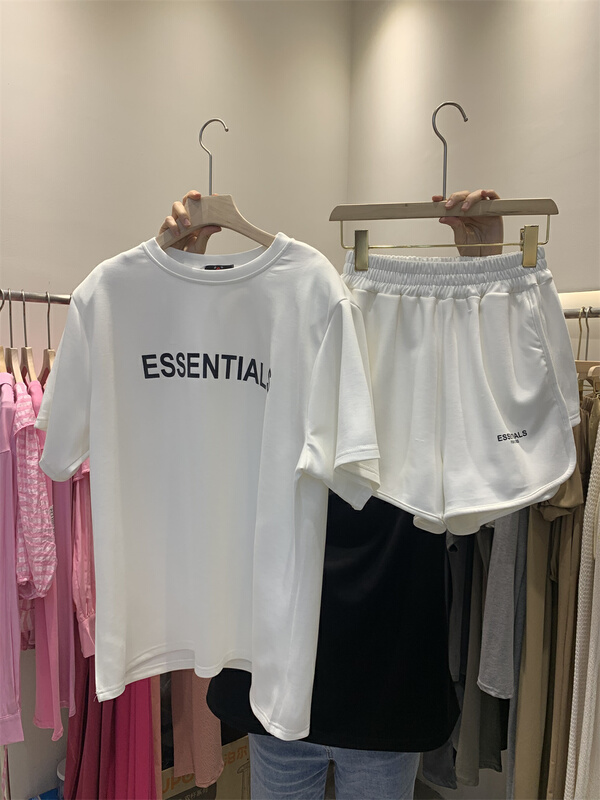 [Yan Zhen] Korean alphabet printed loose short sleeve T-shirt + versatile casual Shorts Set 88209# PCZ