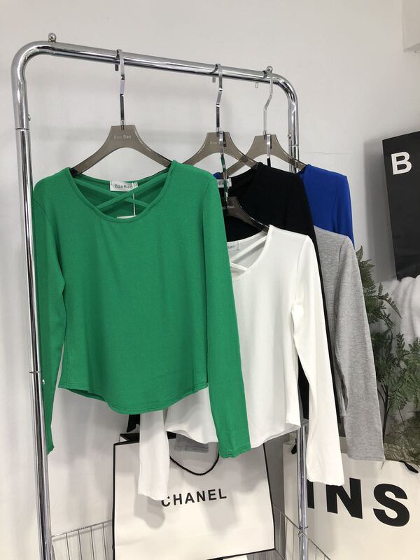 New year in early spring! [Baobao] Korean slim fit cross bottomed long sleeve T-shirt 1026# ozq