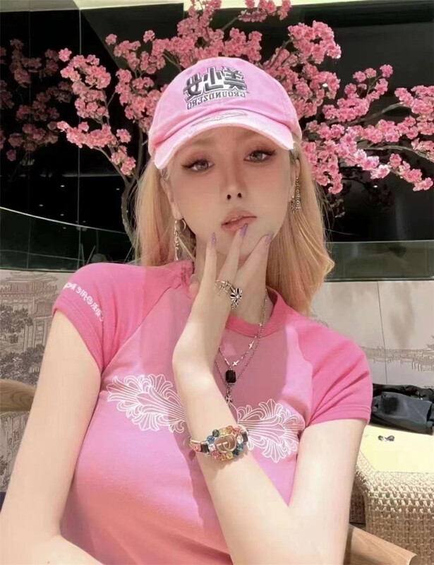[QIANJIAO] round neck color blocking pattern printed short sleeve T-shirt 6893# PCZ