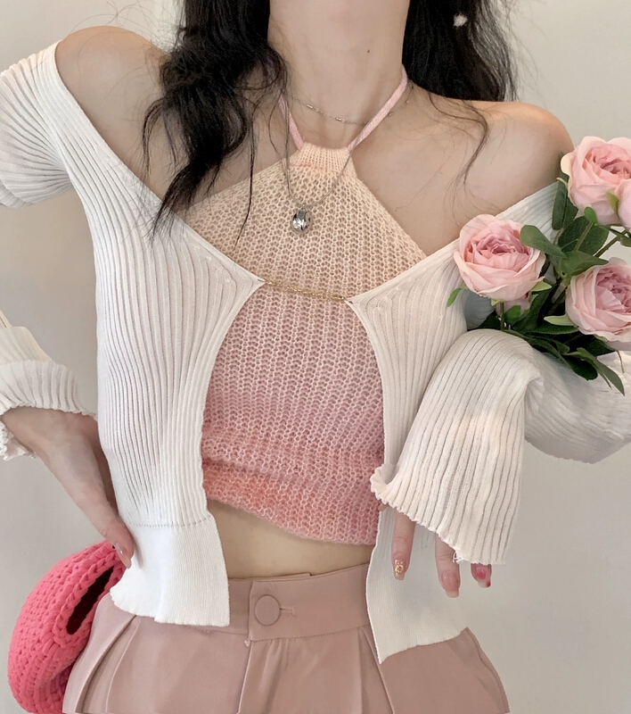 [pan] sweet and spicy girl minority short cardigan + neck hanging sexy suspender suit 00430# PCZ