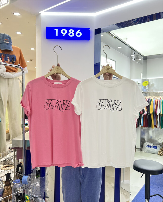 [1986] crew neck versatile letter print short sleeve T-shirt c970# LSL