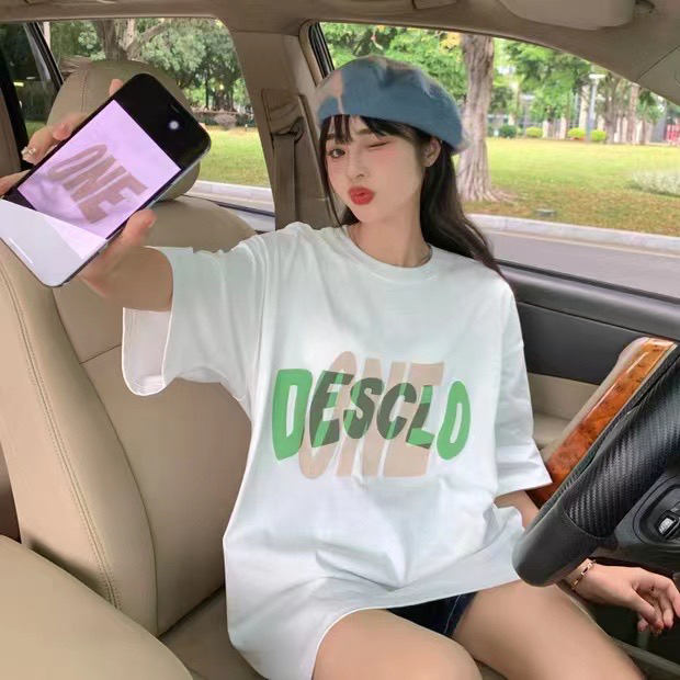 New in early summer! [j.2] 2022 net red versatile letter loose short sleeve T-shirt 8629# LSW