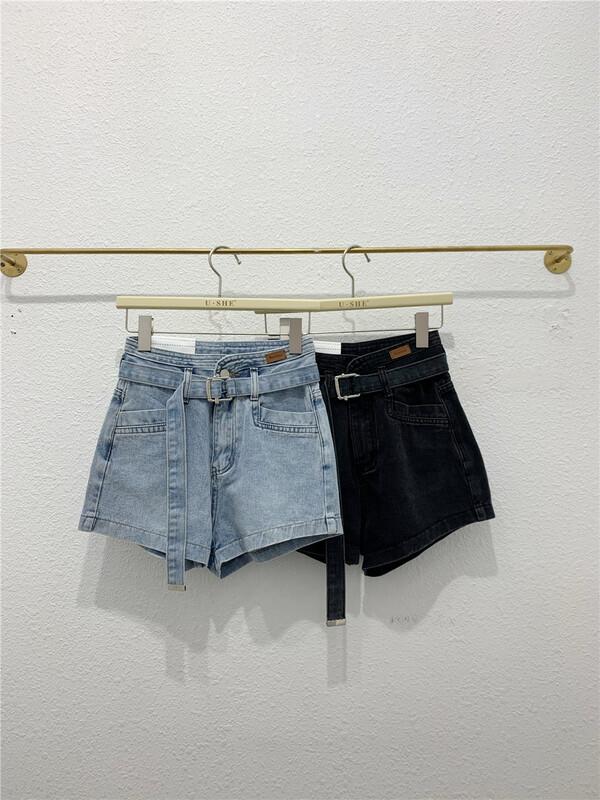 [u.she] Korean versatile casual denim shorts (without belt) ys1-38203# cqw