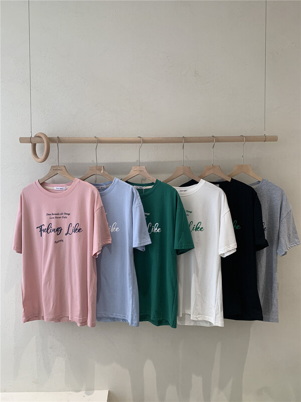 New year in early spring! [free Valley] Korean alphabet print ins versatile short sleeve T-shirt 4662# LSW