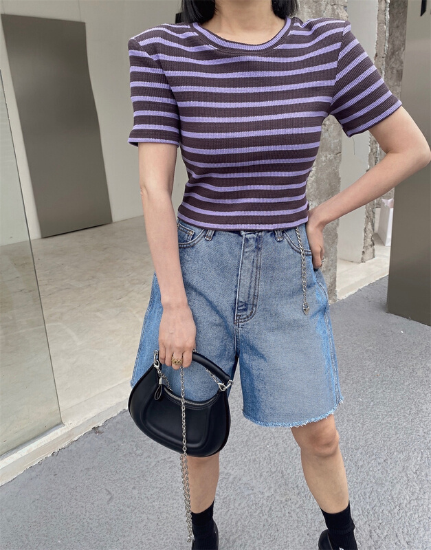 New year in early spring! [m2w. D] Korean stripe Pullover short sleeve T-shirt 11732# ozq