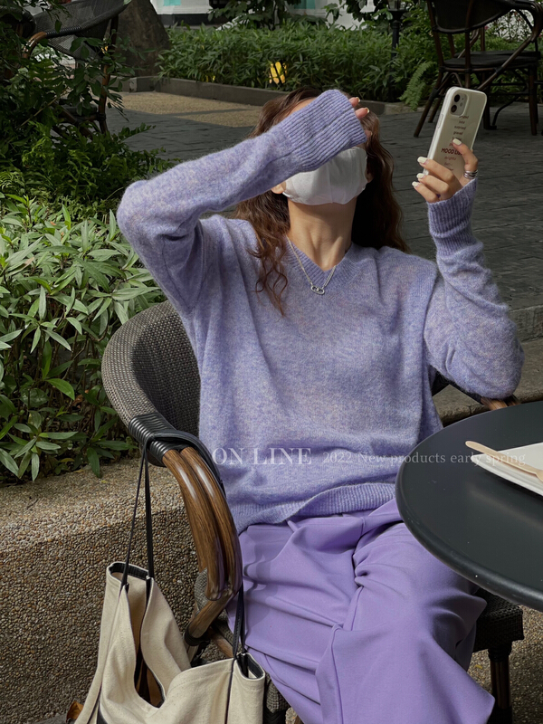 goods in stock! New year in early spring! [on line] Mohair Korean V-neck soft waxy versatile pullover shirt 8809# jhy