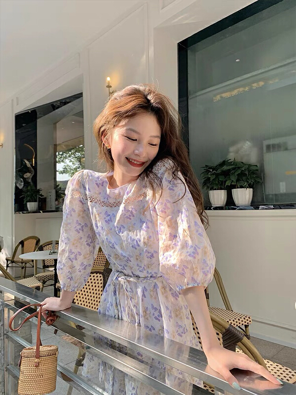 [RM. HH] sweet floral versatile dress (with waist rope) ys1-360# ozq